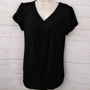 Bepei NWT Black V Neck Short Sleeve Top